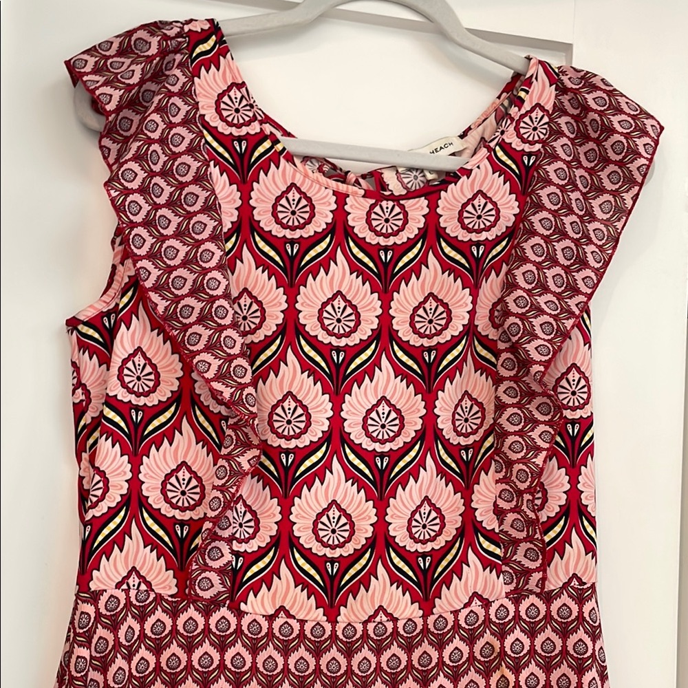 Just Plain Pretty Red, Pink and White Sleeveless Maxi Dress with Scoop Neck